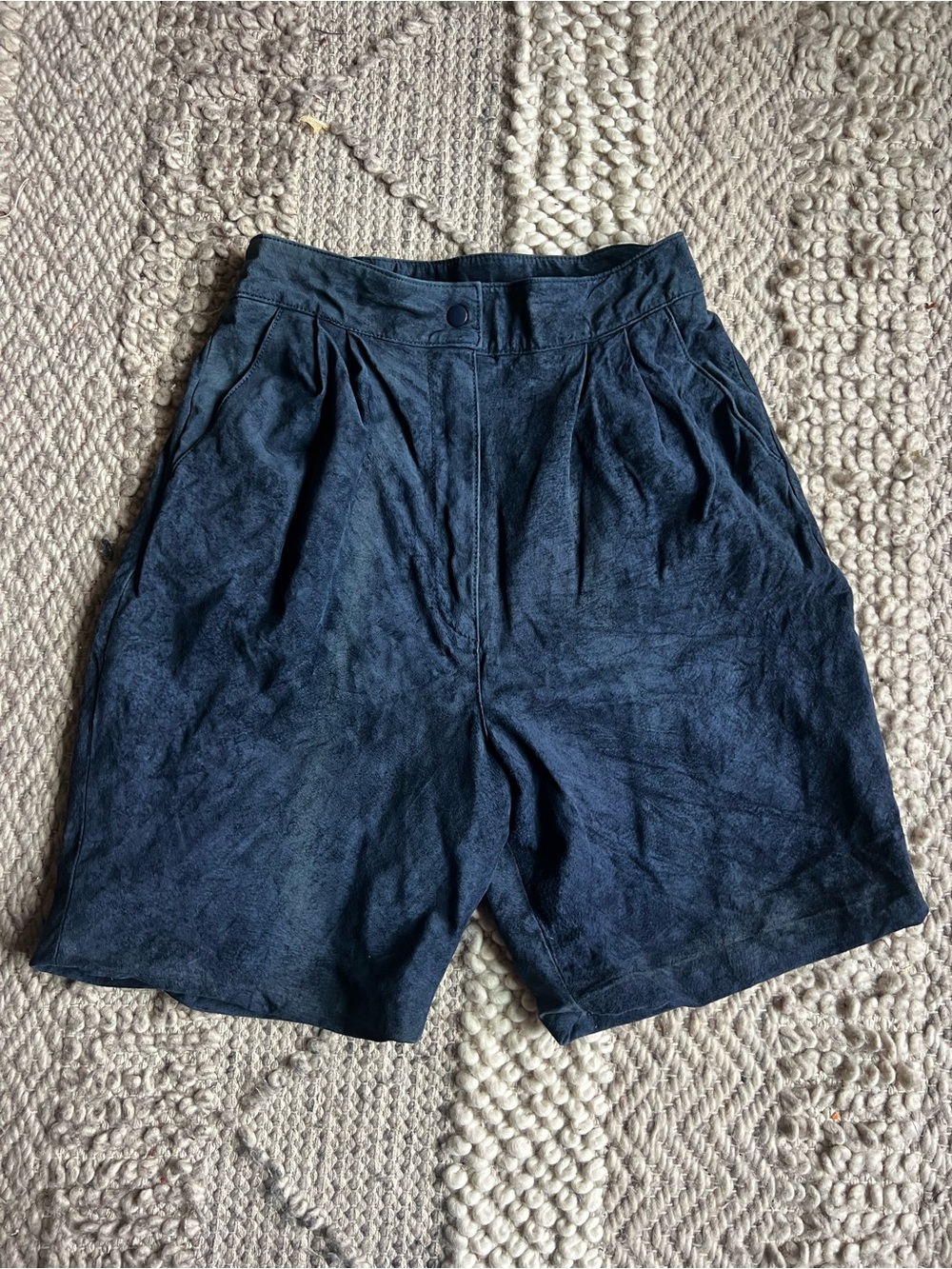 Wilson High-Waist Leather Navy Women’s Shorts